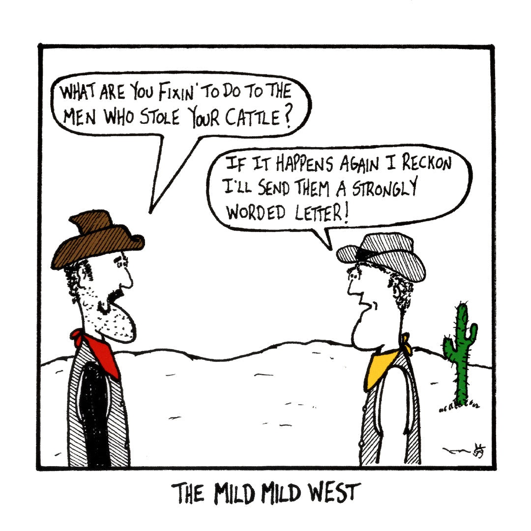 Mild Mild West funny birthday greeting card front design by comedian Stewart Francis